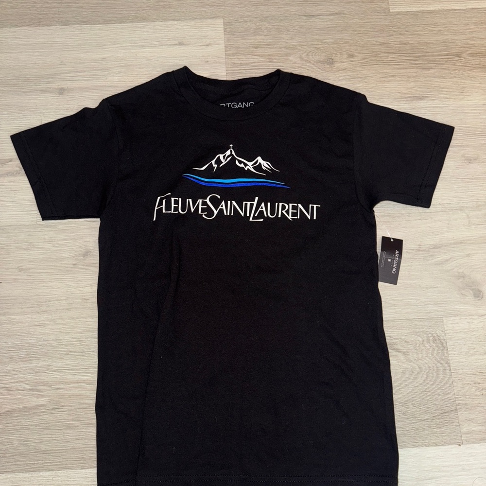 Black Short Sleeve Tee with Mountain Graphic